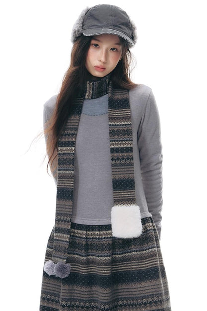 Knitted Patchwork Slim Dress Set-Up