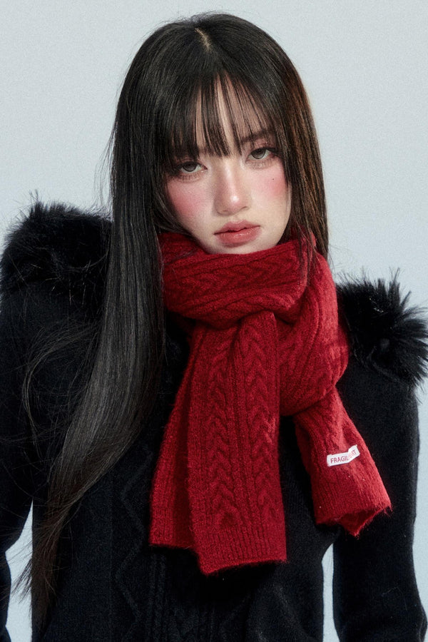 Vintage Wool Blend Knitted Scarf