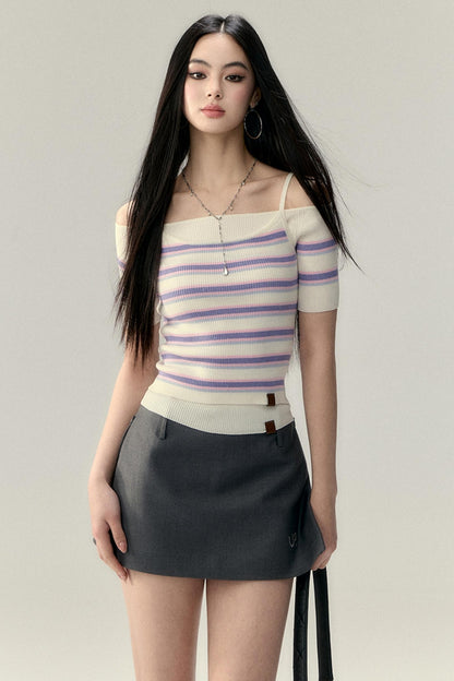 Stripe Wool Strap Base Top