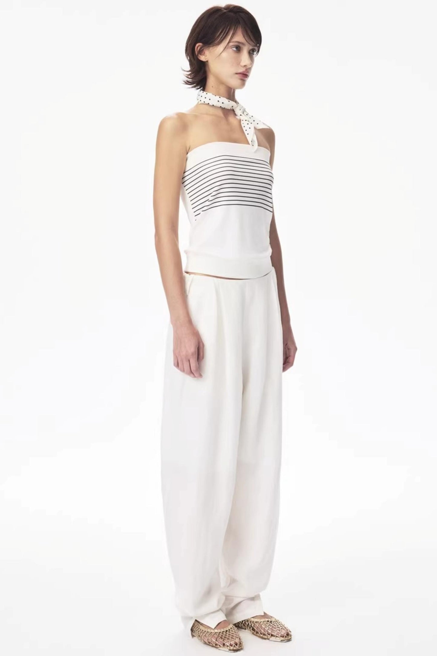 Curri White Striped Tube Top