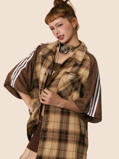 Summer Raglan Plaid Shirt