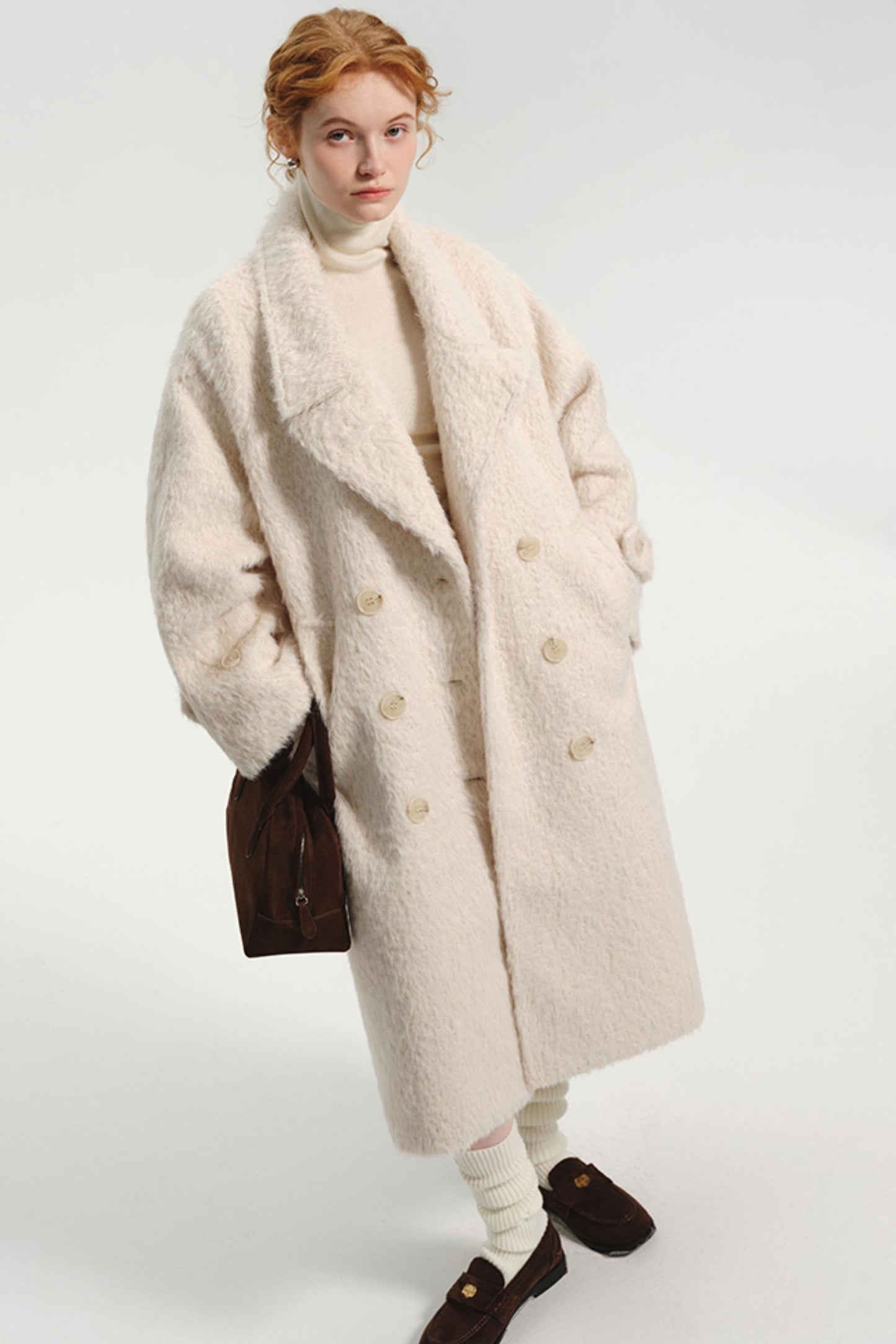 Korean Lamb Wool Thickened Tweed Coat