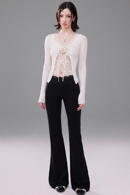 Black Lace Waistband Pants