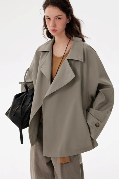 Lace-Up Short Trench Coat