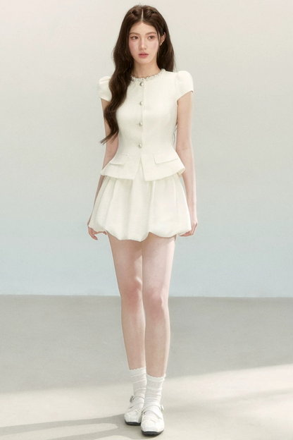 Tweed Puff Skirt and Top Set