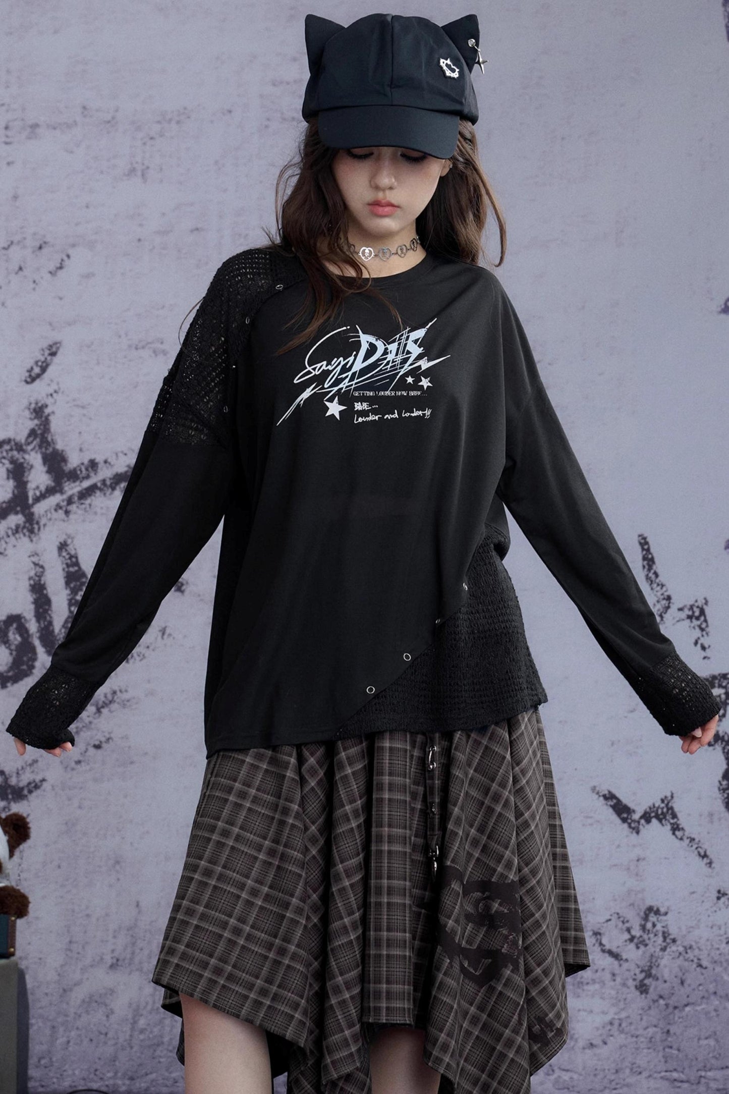 Fighting Spirit Street Brown Plaid Long Skirt