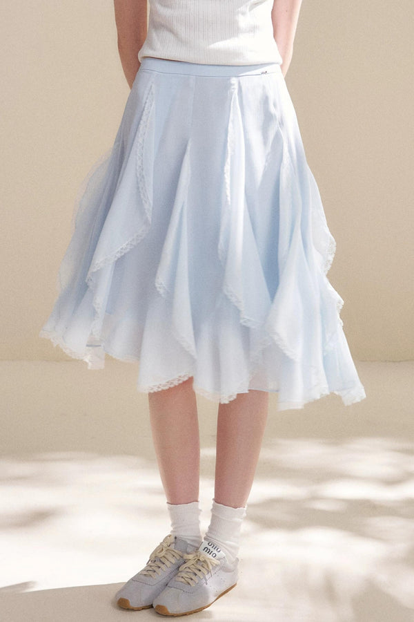 Irregular Ruffle Lace Skirt