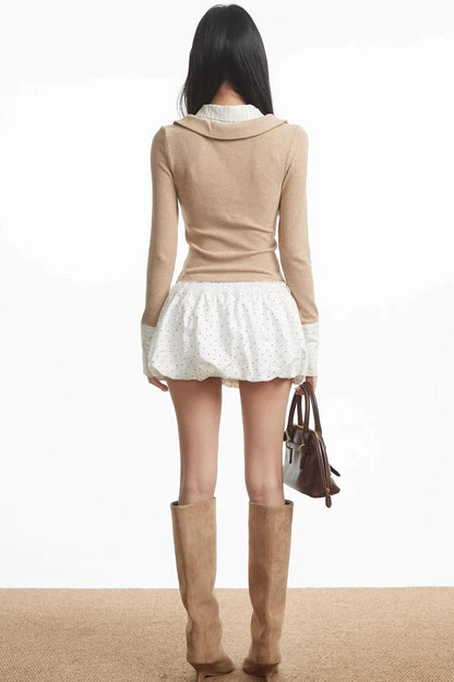 Retro Spliced Knitted Cardigan