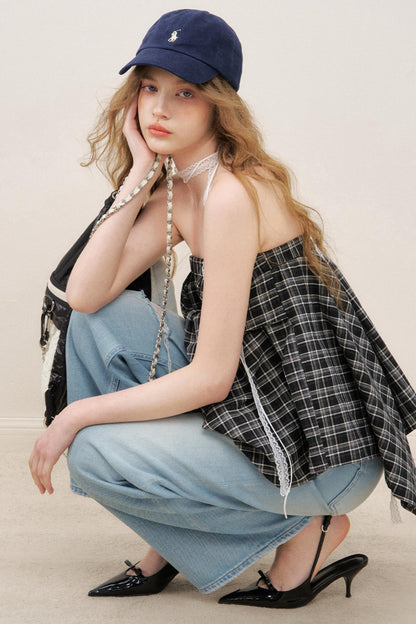 High-Waist Denim Trousers