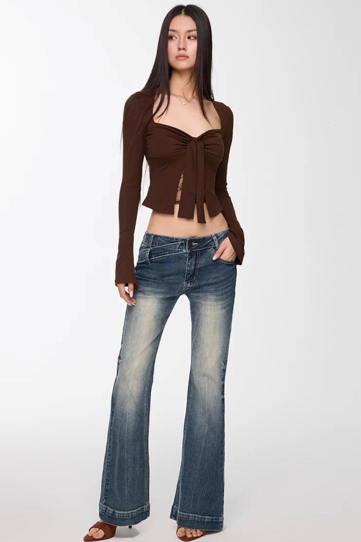 Retro Washed Flared Denim Pants