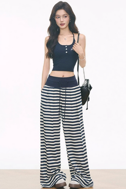 Knitted Camisole and Striped Pants