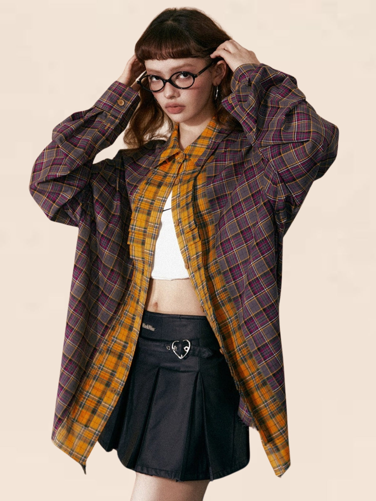 Two-Color Wide Checkered Shirt