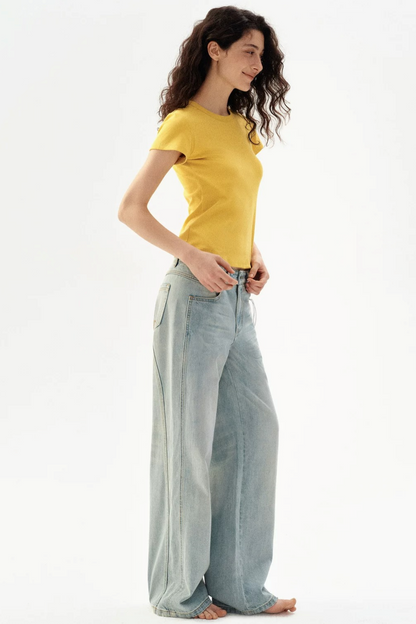 Distressed Wide-Leg Jeans