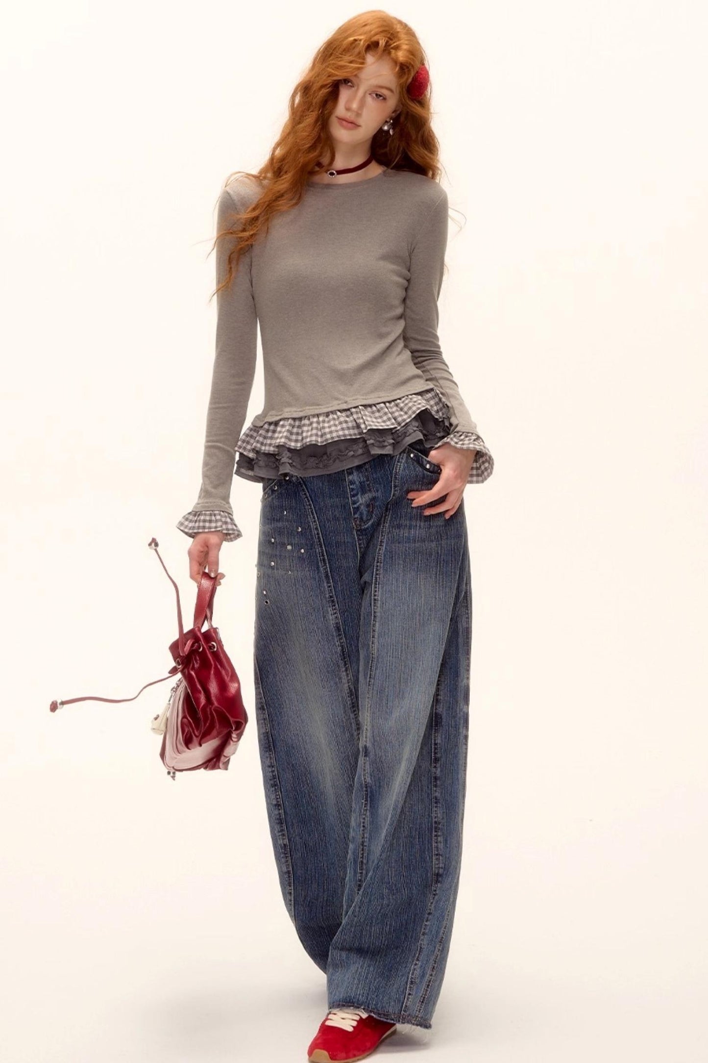 Velvet Wool Plaid Base Layer Top