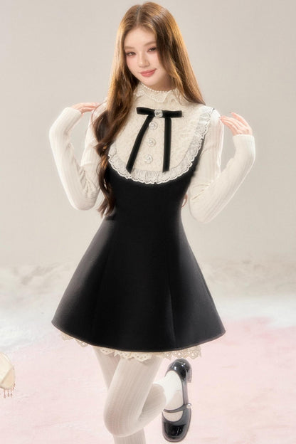Elegant Woolen Lace Dress