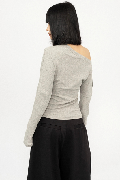 오프숄더 슬리밍 블라우스