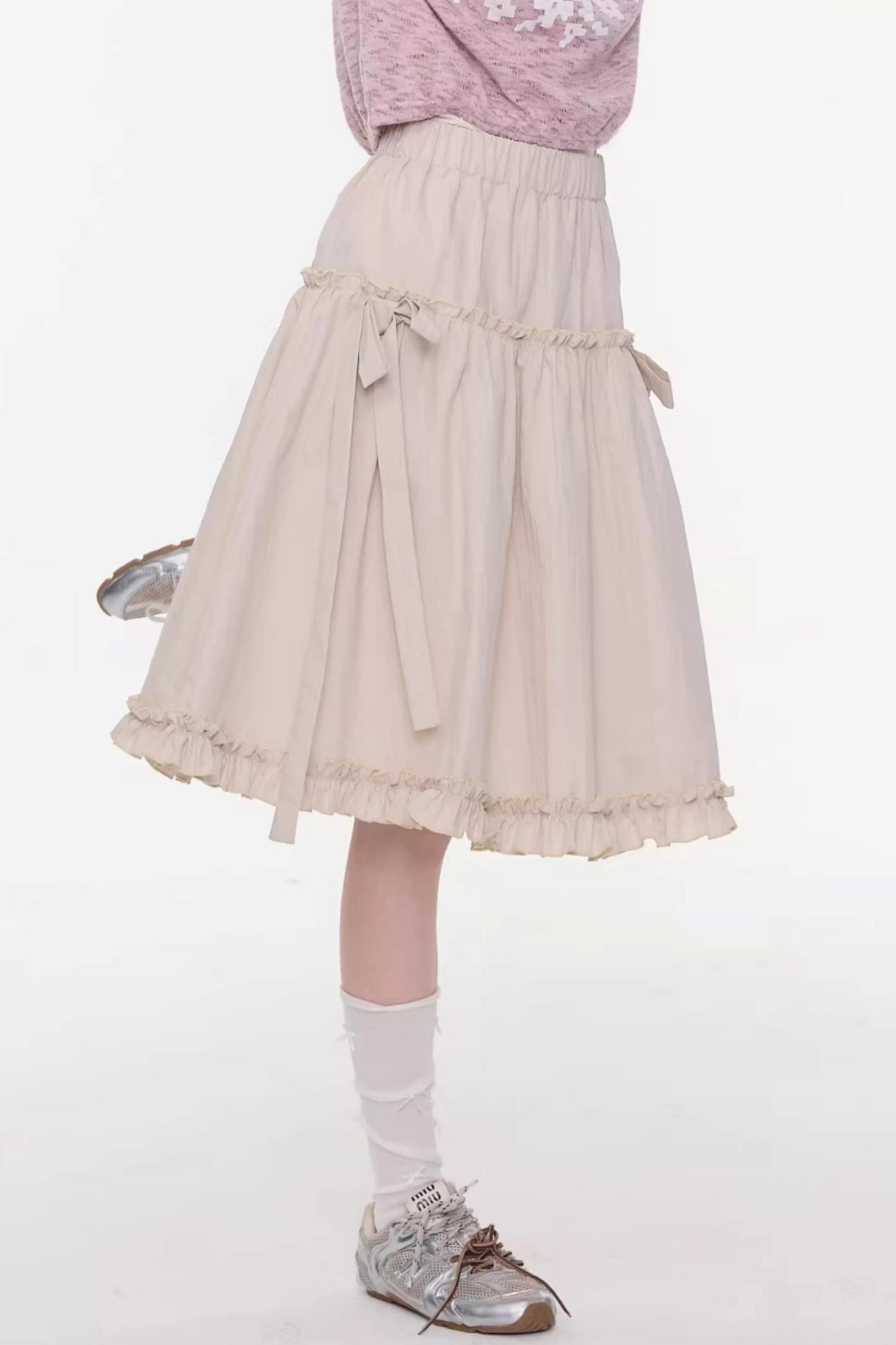 Vintage Bow-Knot Midi Skirt