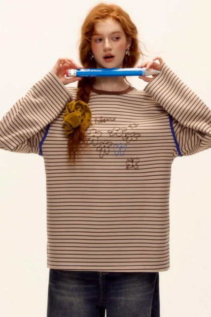 Striped Bead Embroidery Top