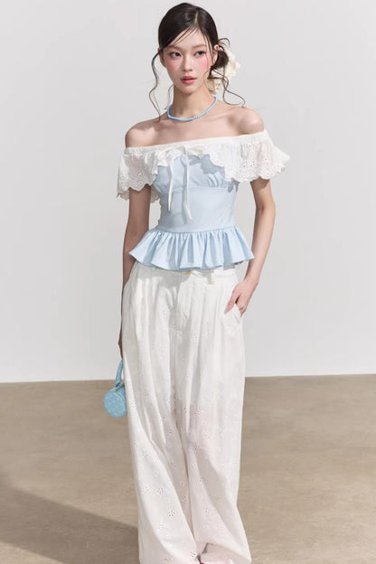 Blusa francese a fiori con volant