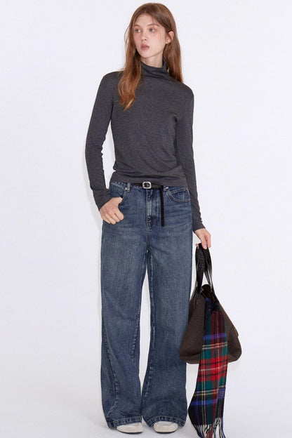 Straight Fit Retro Washed Straight Jeans