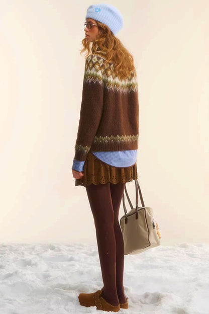 Suede Embroidered Cake Skirt