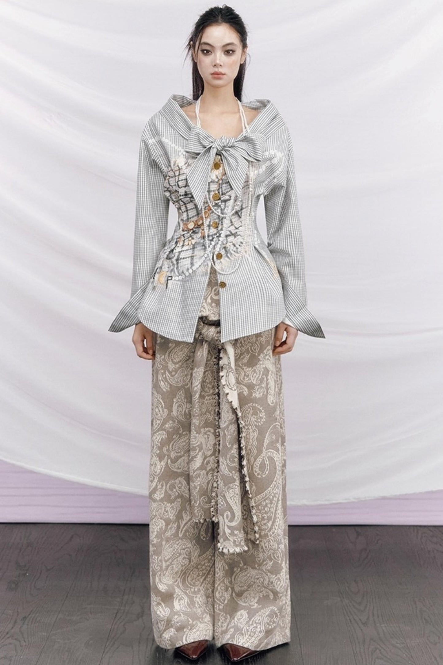 Vintage Money Plaid Blouse