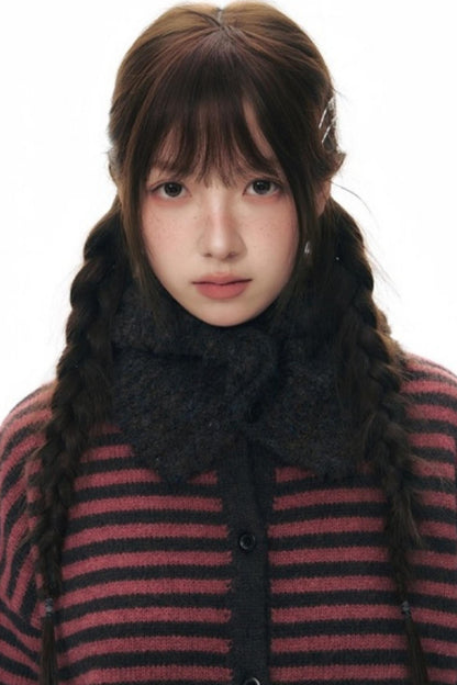 Knit Button Neck Snood Style Hat