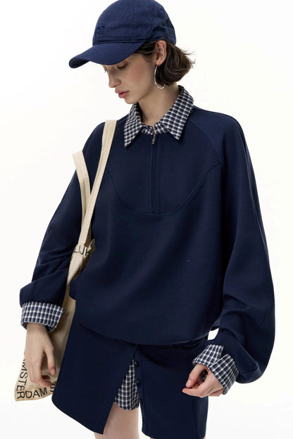 Patchwork Pullover Sweatshirt Set-Up