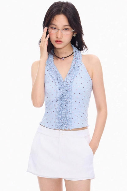 Colorblock V-Neck Lace Tank