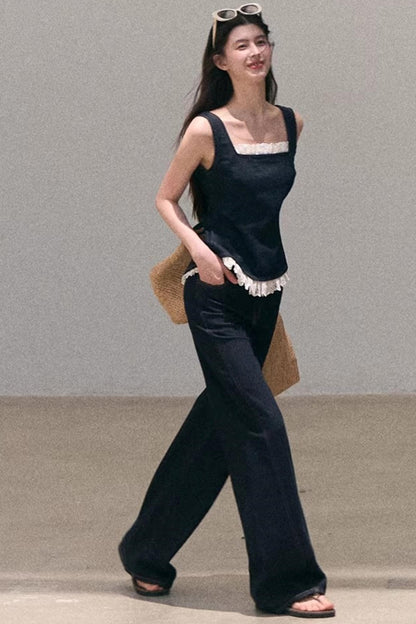 Sun-Kissed Floral Denim Pants Set-Up