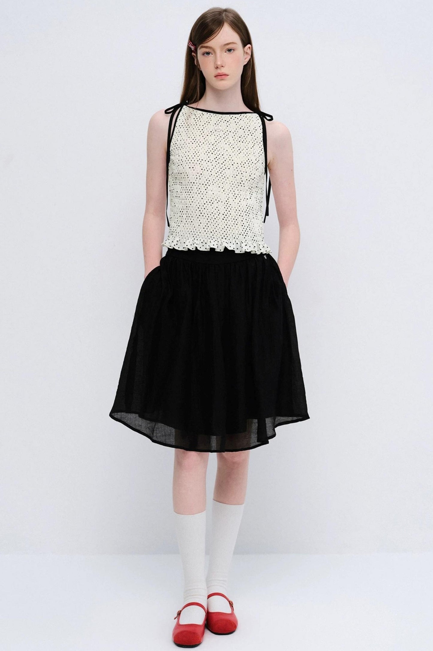 Sommerliches Sweetheart-Top mit Polka-Dots