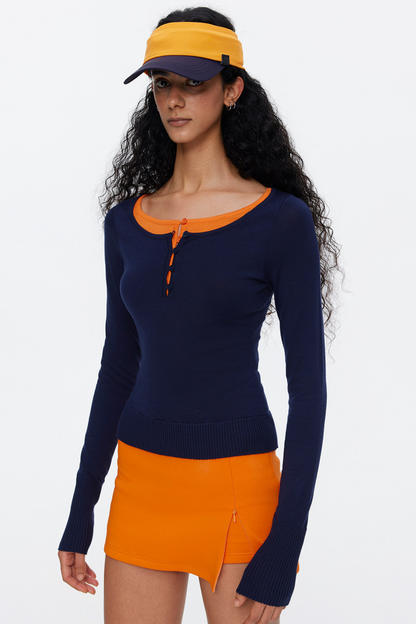 Lyocell Tencel Farbblock-Sweater