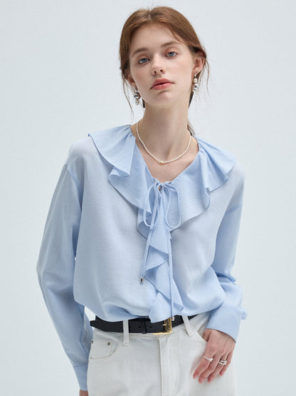 Wave Lace Sweet Chiffon Shirt