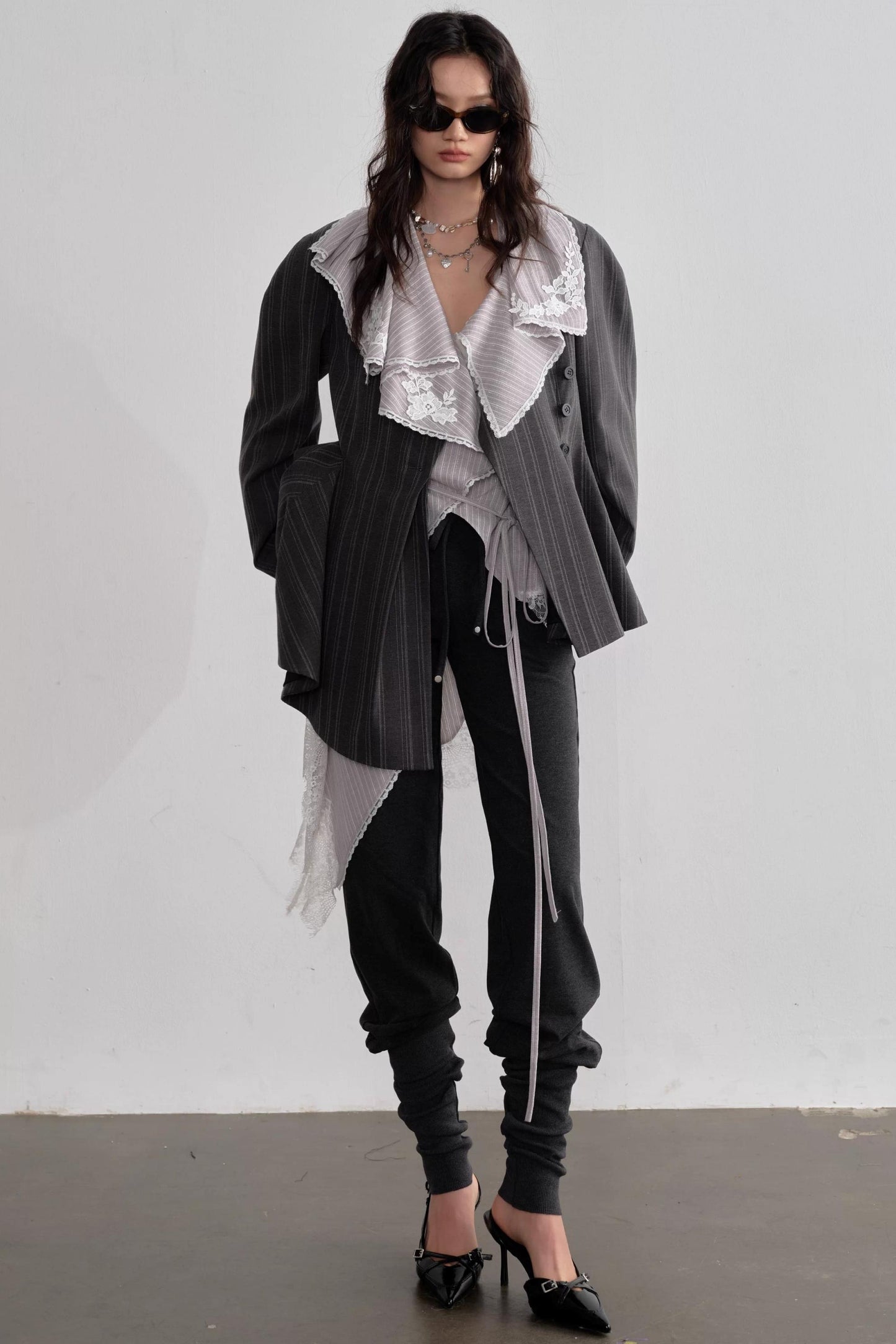 French Lace Ruffled Blouse