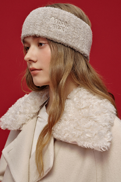 Jacquard-Haarband aus Wolle mit breiter Krempe