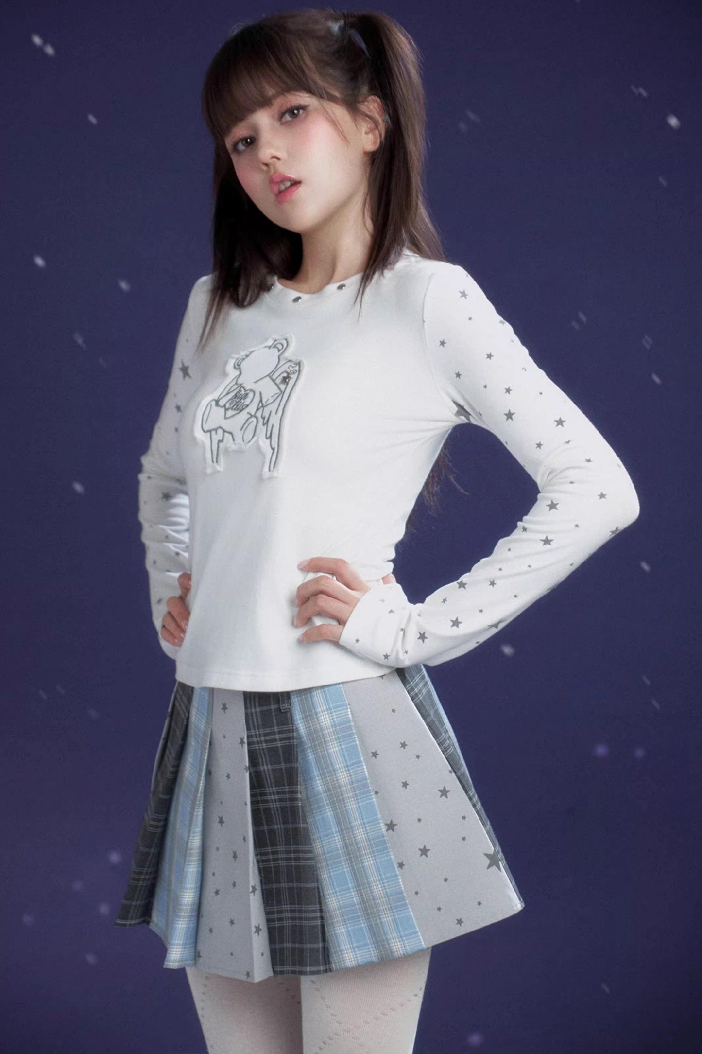 Blue-Gray Pleated Skirt