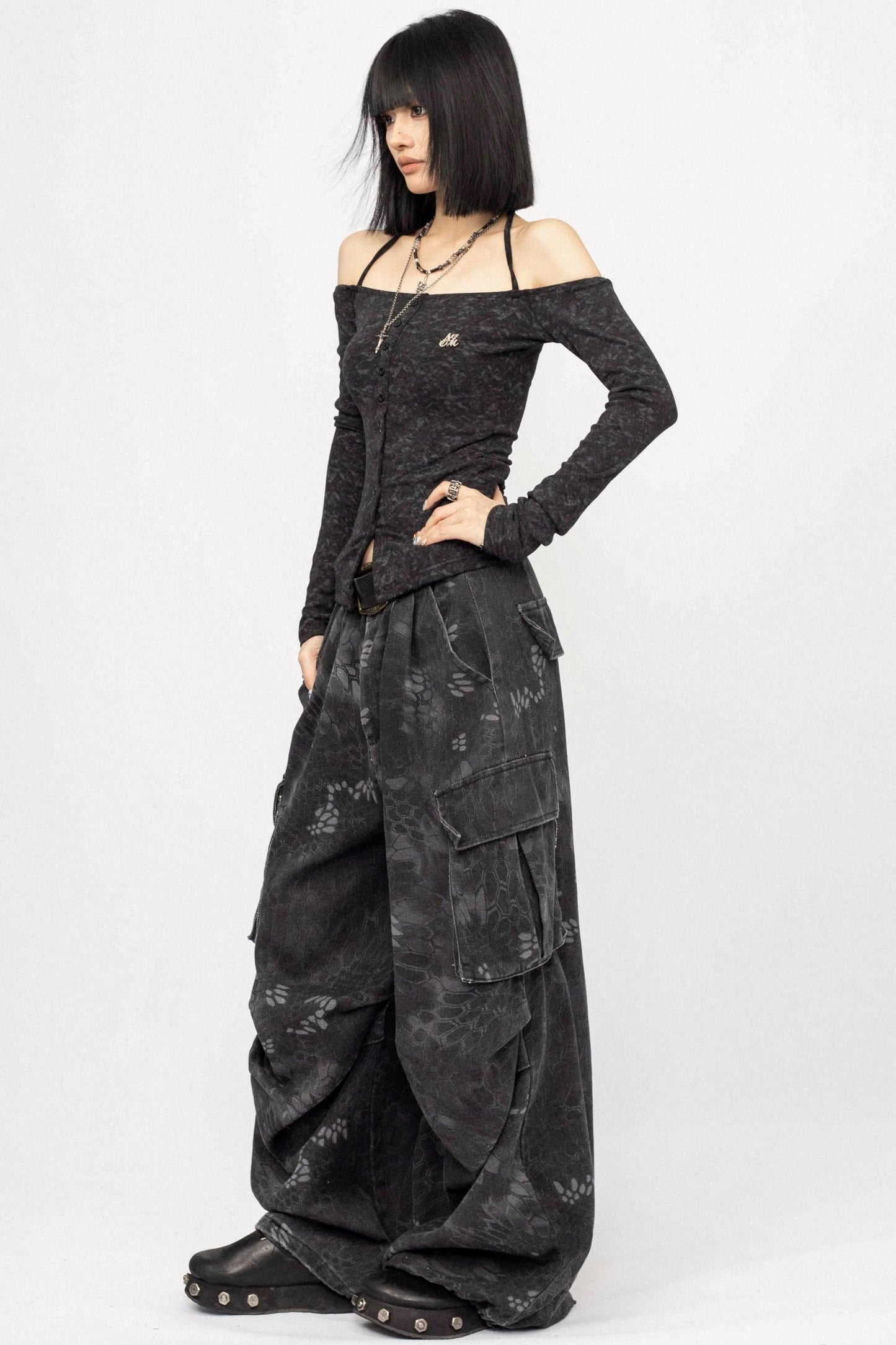 American Spice Girl One-Shoulder Long Sleeve Top