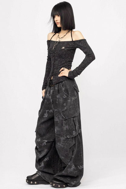 American Spice Girl One-Shoulder Long Sleeve Top