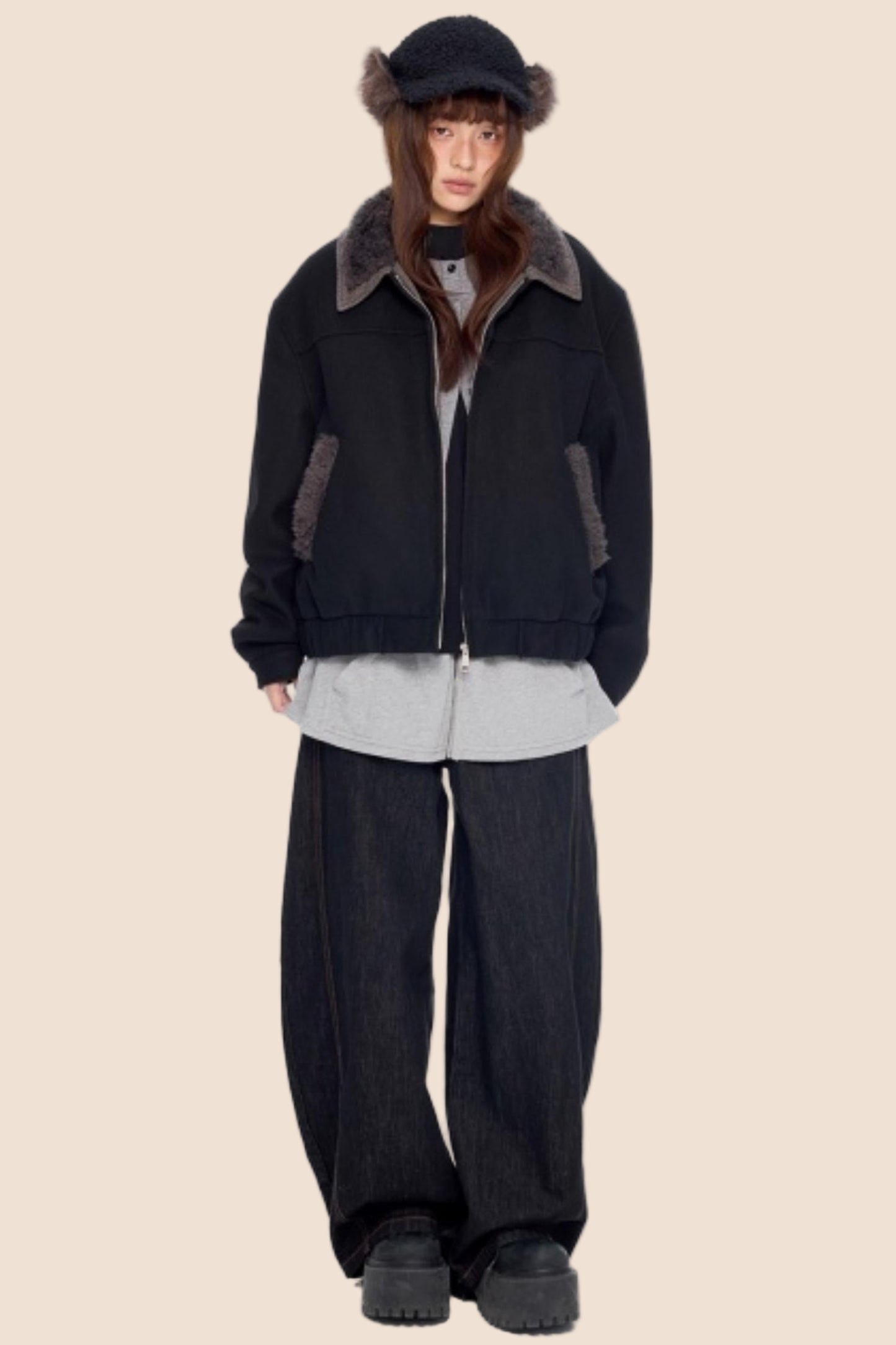 Fur Patchwork Cotton Jacket