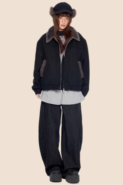 Fur Patchwork Cotton Jacket