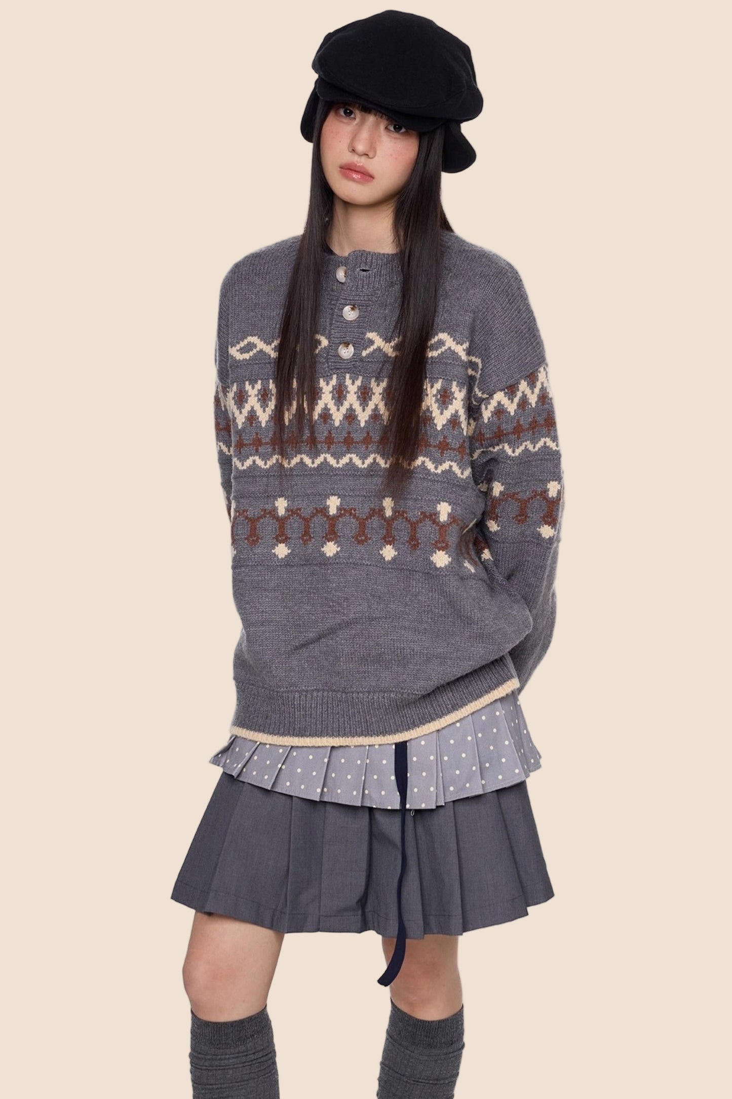 Autumn Vintage Knit Sweater Jacket