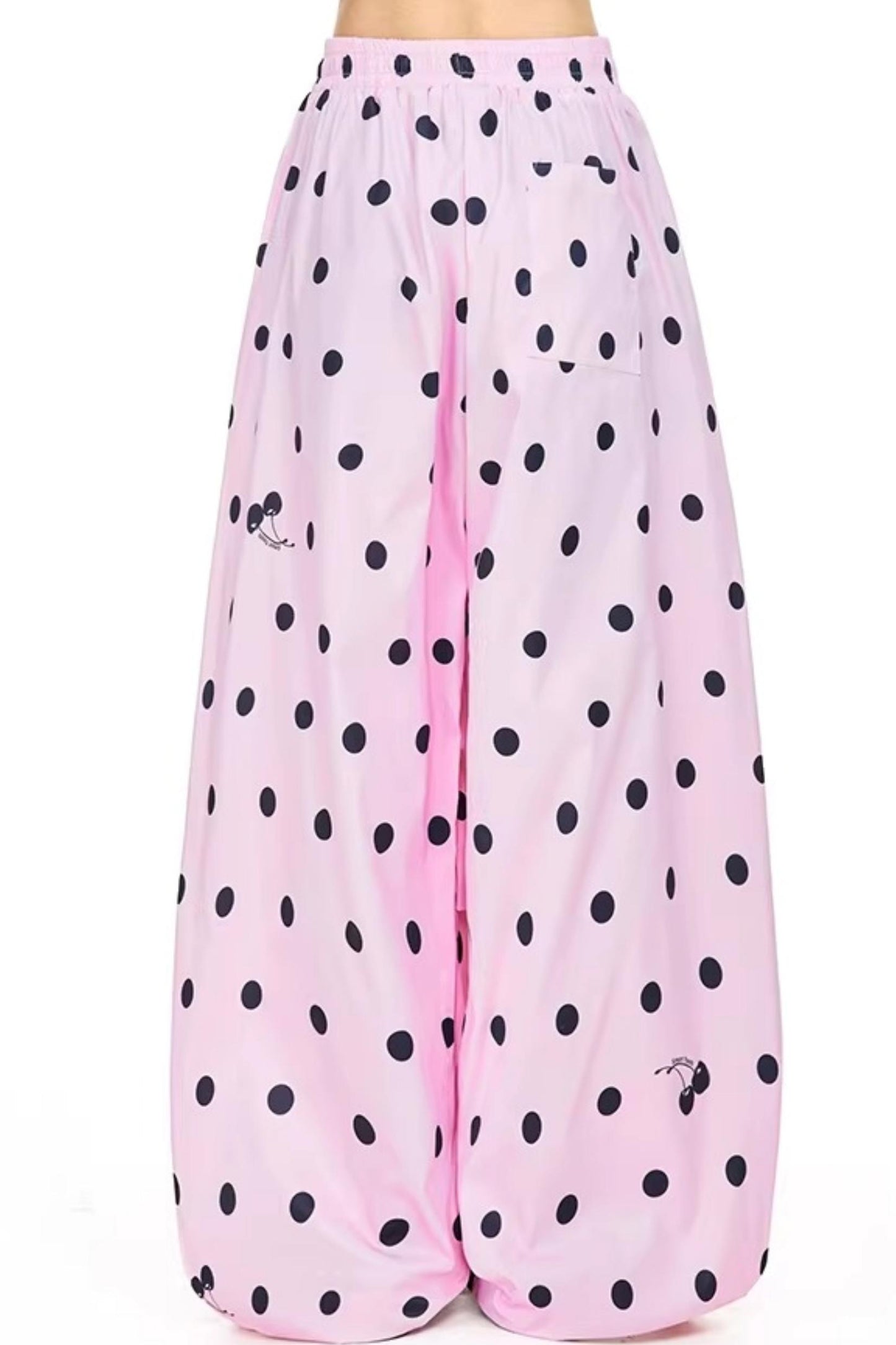 Retro Polka Dot Wide-Leg Casual Pants