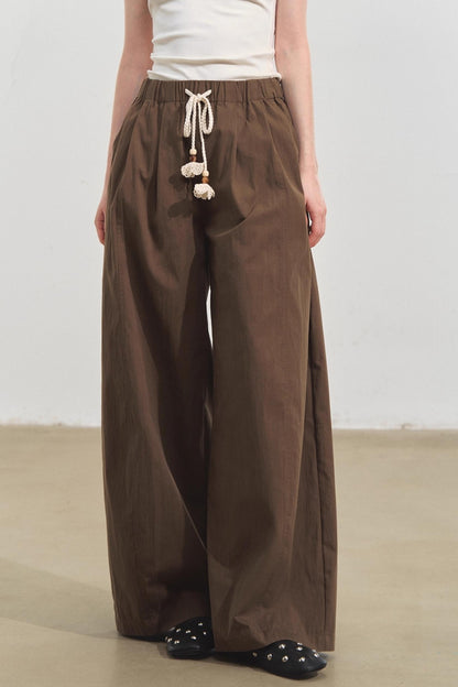 Wide-Leg Scimitar Pants