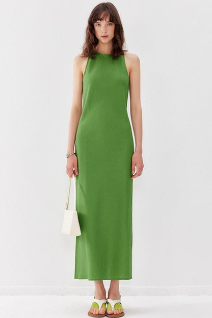 High-Slit Green Dress