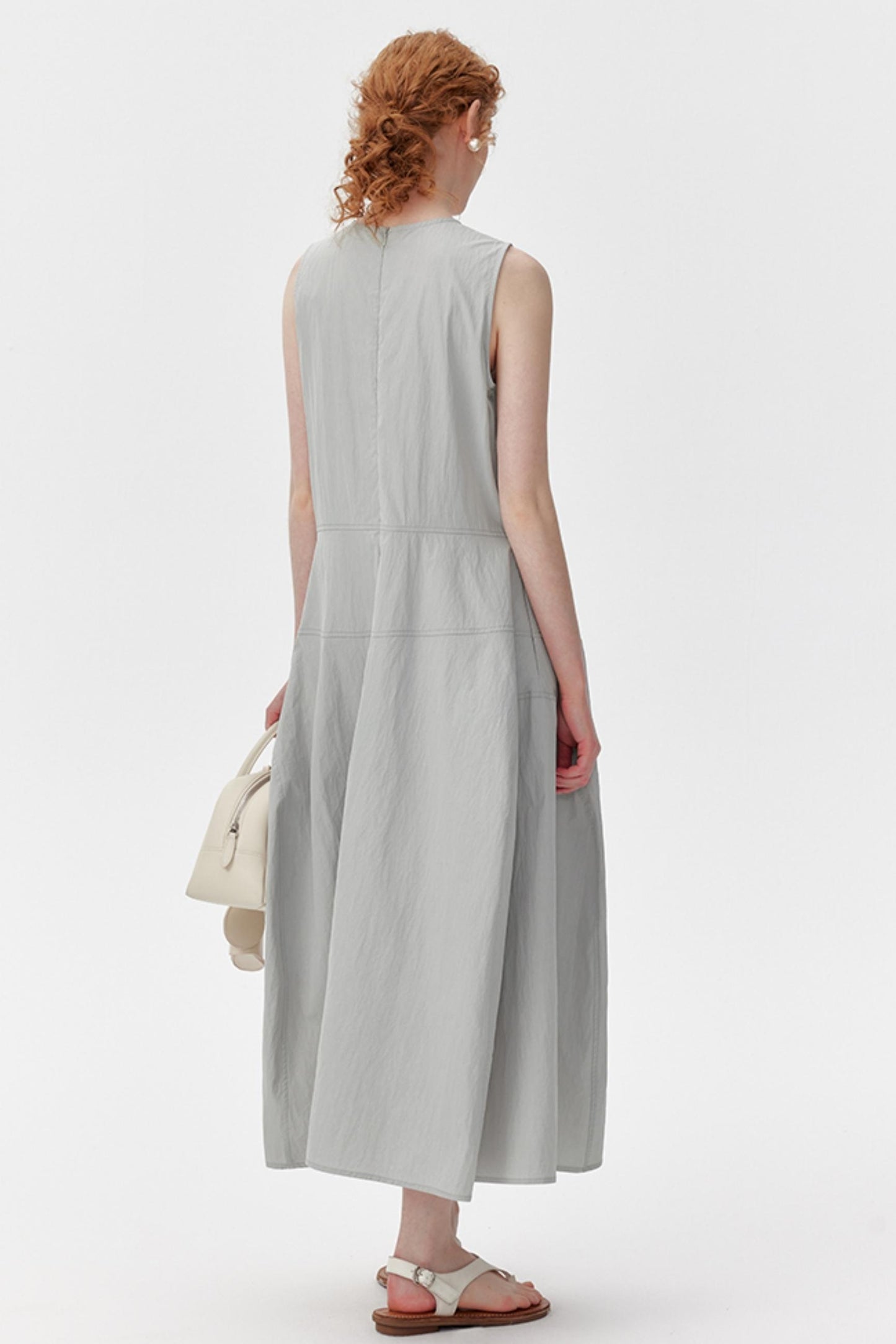 Sleeveless Gray A-Line Dress