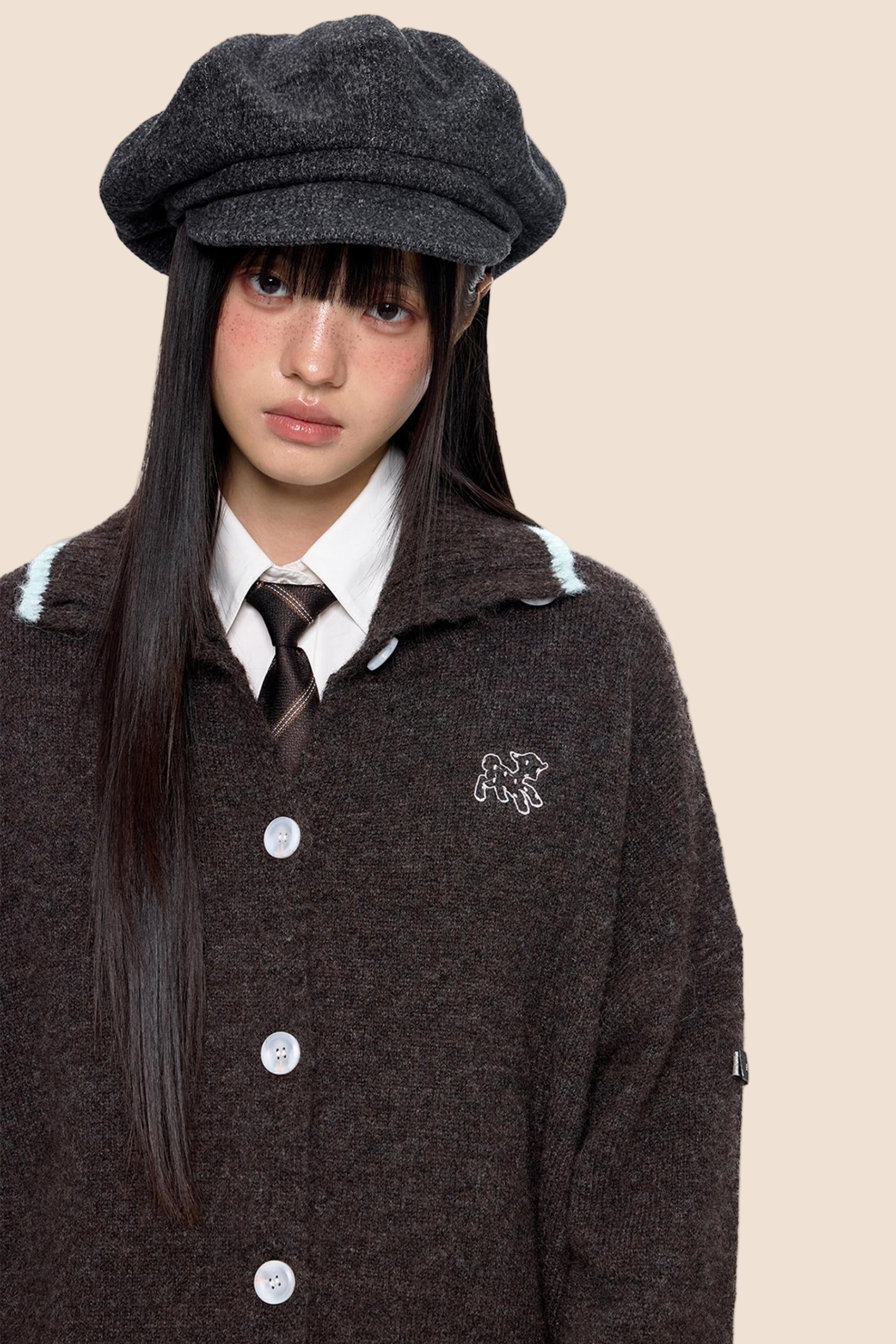 Lapel Knit Retro Cardigan