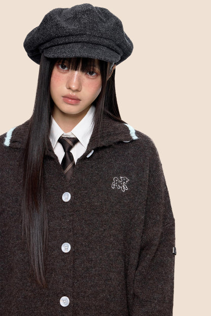 Lapel Knit Retro Cardigan