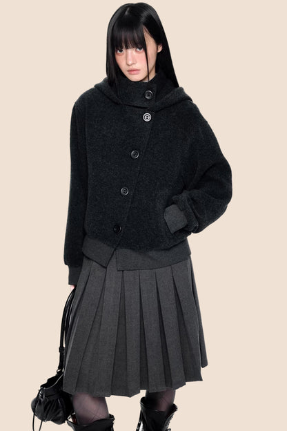 Vintage Woolen Hooded Jacket