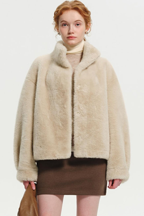 다채로운 인조 밍크 털 짧은 재킷 