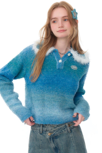 Warm Fluffy Doll Collar Sweater